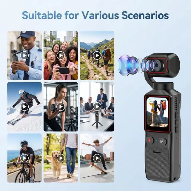 Alt view image 5 of 7 - Vlogging Camera with 180° Rotating Lens, Pocket Body Camera with Audio & Video Recording, Handheld POV Cameras for Travel, Daily Life