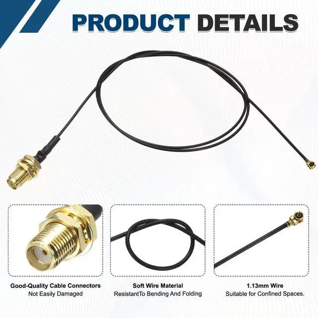 Alt view image 3 of 6 - 5 Pcs SMA Female to U.F.L1 Coax Cable, 20"/50cm SMA Female to UFL Pigtail Extension Jumper 1.13mm Low Loss Coaxial Cable for Wireless Routers Antenna