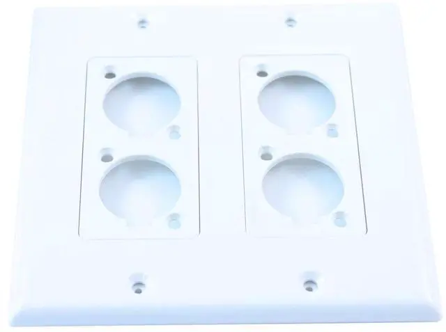 Main image of MyCableMart Wallplate: 2 Gang / 4 Hole D-Series/Neutrik Connector Plate, PVC White
