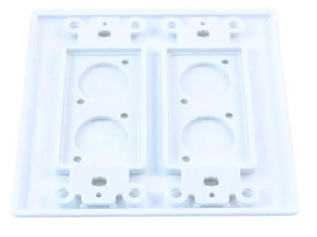 Alt view image 2 of 2 - MyCableMart Wallplate: 2 Gang / 4 Hole D-Series/Neutrik Connector Plate, PVC White