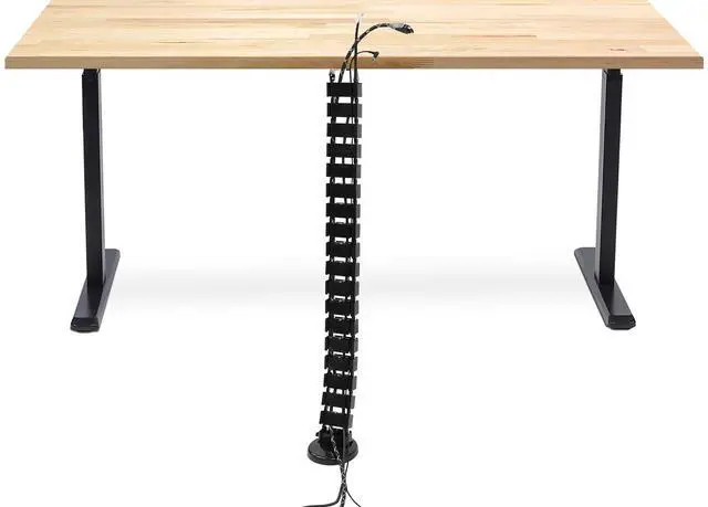 Main image of Cable Management Spine, 50" Desk Cord Organizer | Vertical wire management tray keeps power and AV cords tidy and organized under desks, black