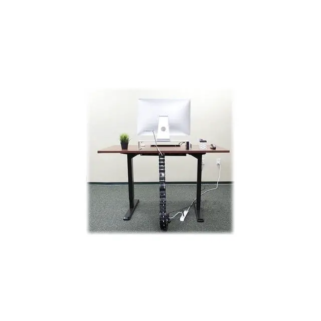 Alt view image 2 of 7 - Cable Management Spine, 50" Desk Cord Organizer | Vertical wire management tray keeps power and AV cords tidy and organized under desks, black