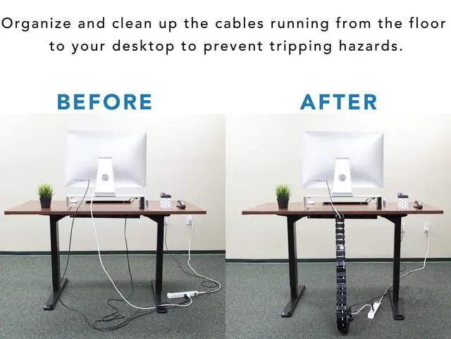 Alt view image 4 of 7 - Cable Management Spine, 50" Desk Cord Organizer | Vertical wire management tray keeps power and AV cords tidy and organized under desks, black