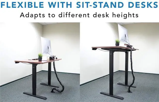 Alt view image 7 of 7 - Cable Management Spine, 50" Desk Cord Organizer | Vertical wire management tray keeps power and AV cords tidy and organized under desks, black