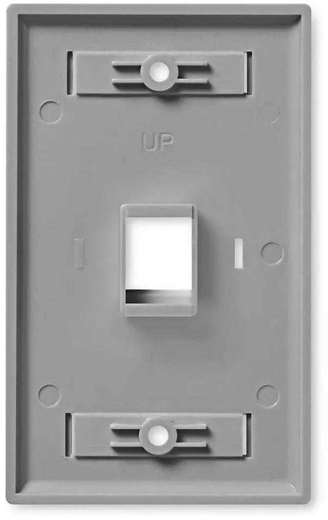 Alt view image 2 of 4 - Keystone Jack Wall Plate 1-Port, Low Profile, Single Gang, Gray, 10-Pack