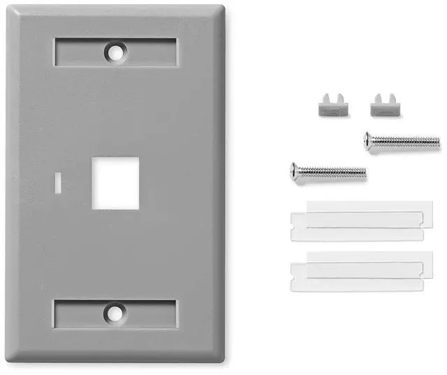 Alt view image 4 of 4 - Keystone Jack Wall Plate 1-Port, Low Profile, Single Gang, Gray, 10-Pack
