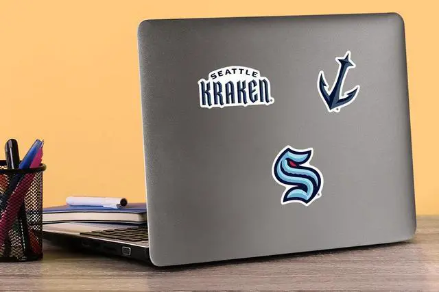 Alt view image 3 of 6 - NHL Seattle Kraken Logo 100 Vinyl Stickers Waterproof Die-Cut Decals Laptop