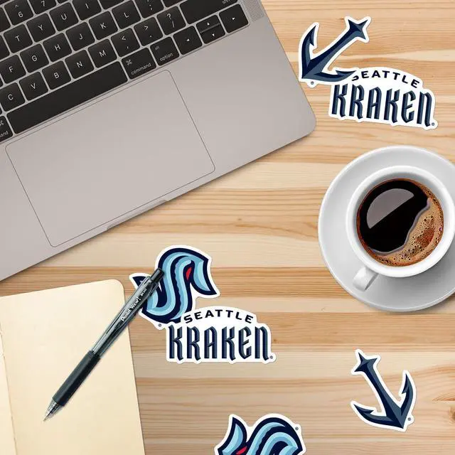 Alt view image 5 of 6 - NHL Seattle Kraken Logo 100 Vinyl Stickers Waterproof Die-Cut Decals Laptop