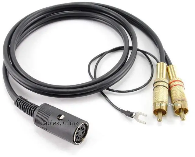 Main image of CablesOnline 3ft 7-Pin Din Female to 2-RCA Male Professional Premium Audio Cable, Black w/Ground Cable Pin for Bang & Olufsen, Naim, Quad...Stereo Systems (BO-T103K)
