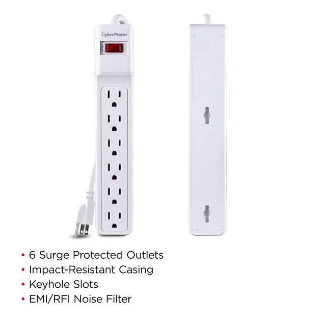 Alt view image 4 of 7 - CSB606W Essential Surge Protector