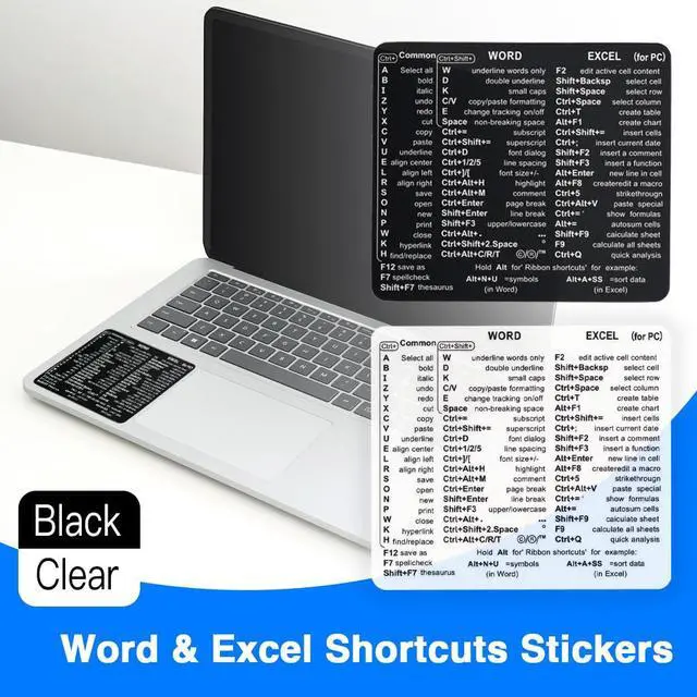 Alt view image 7 of 7 - Word & Excel Shortcut Stickers for Keyboard Microsoft Office Hotkey Labels, Laptop & Desktop Keyboard Shortcuts, Compatible with Windows, Study & Work Productivity Reference Guide (8, Black)