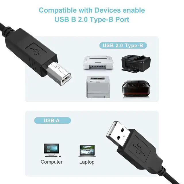 Alt view image 3 of 5 - 6ft USB 2.0 Power Cord Cable Compatible with Alesis V49 49-Key USB-MIDI Keyboard Controller
