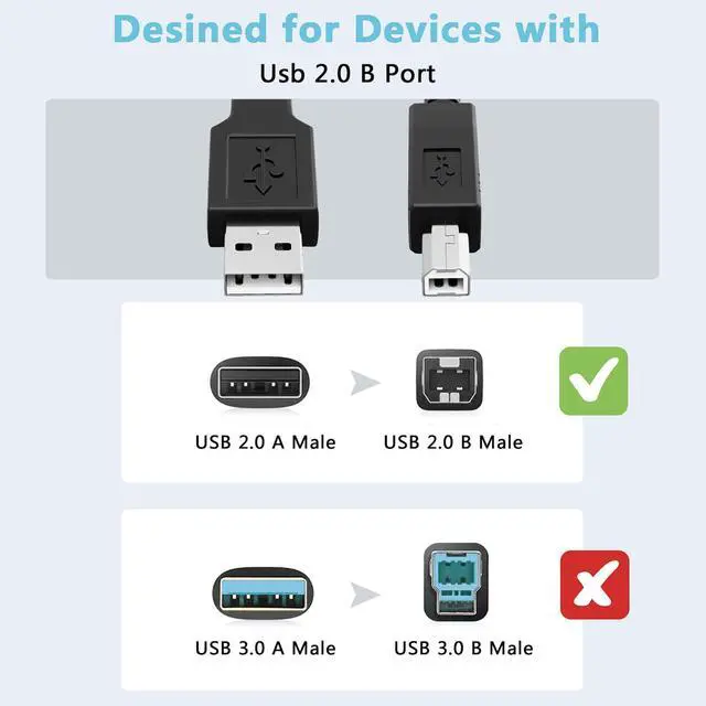 Alt view image 2 of 5 - 6ft USB 2.0 Power Cord Cable Compatible with Alesis V49 49-Key USB-MIDI Keyboard Controller