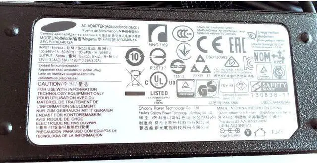 Main image of Original Genuine OEM 12V 3.33A 40W AC Charger for Samsung ATIV Smart PC Pro 700T