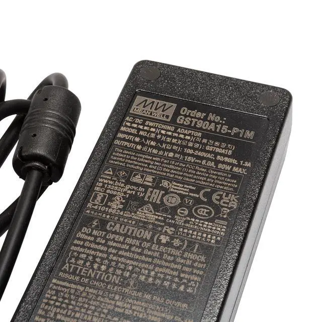 Alt view image 2 of 4 - GST90A15-P1M 3-Wire Regulated Switching Table Top Power Supply 2.5mm Plug Level VI, 15 Volt 6 Amp 90 Watt, Black