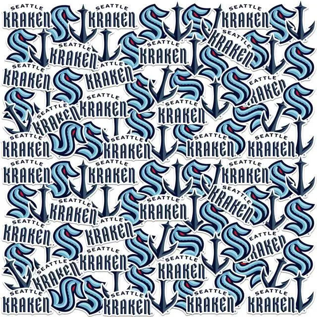 Main image of NHL Seattle Kraken Logo 100 Vinyl Stickers Waterproof Die-Cut Decals Laptop