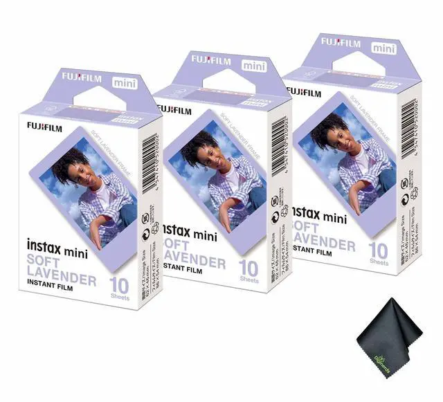Main image of INSTAX MINI Soft Lavender Film 30 Exposures Bundle | For Instant Photos, Scrapbooks & Sharing | Includes Cleaning Cloth