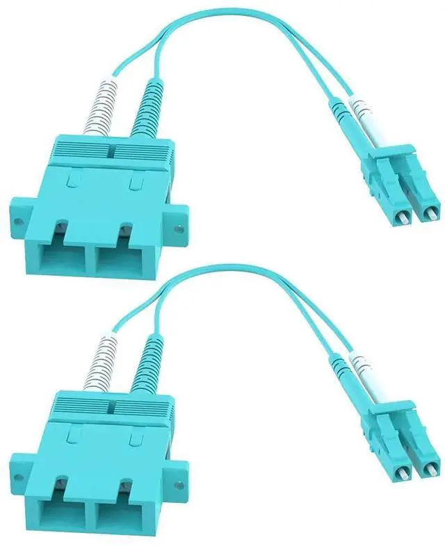 Main image of SC Female to LC Male 40GB 50/125 OM4 Multimode Duplex Hybrid Adapter Converter Dongle (2-Pack)