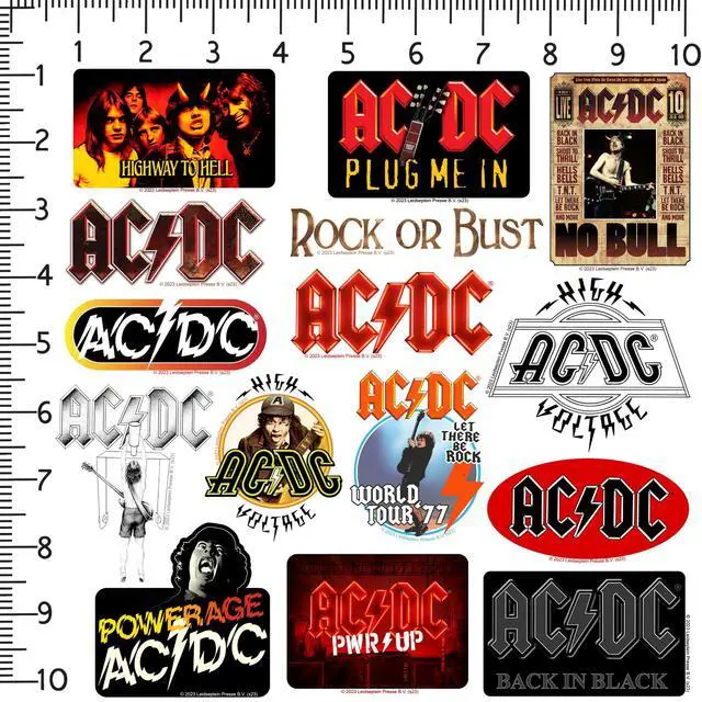 Alt view image 2 of 6 - AC/DC Album Art Band Logo 100 Vinyl Stickers Waterproof Die-Cut Decals Car