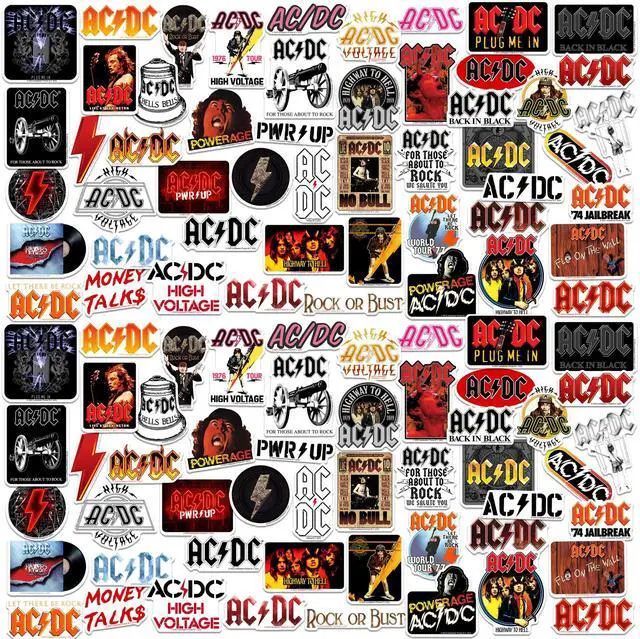 Main image of AC/DC Album Art Band Logo 100 Vinyl Stickers Waterproof Die-Cut Decals Car