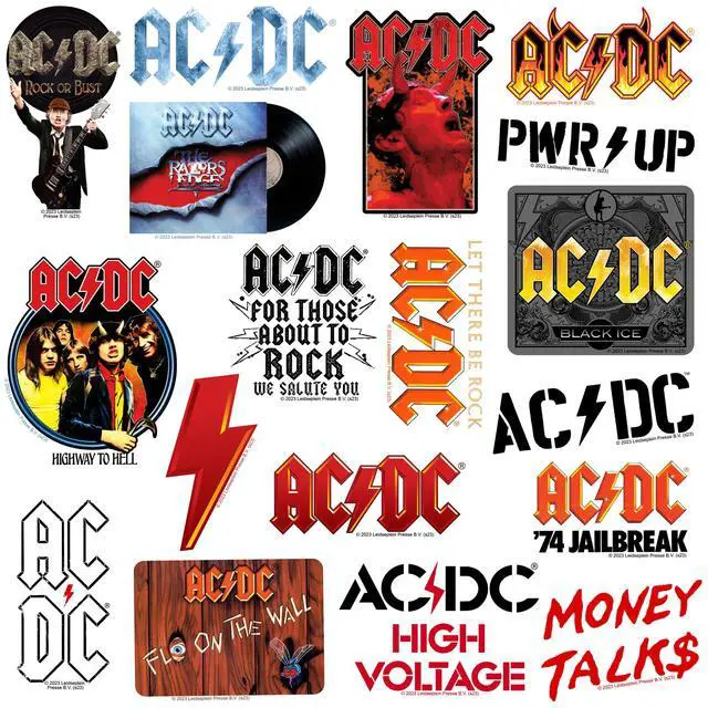 Alt view image 4 of 6 - AC/DC Album Art Band Logo 100 Vinyl Stickers Waterproof Die-Cut Decals Car