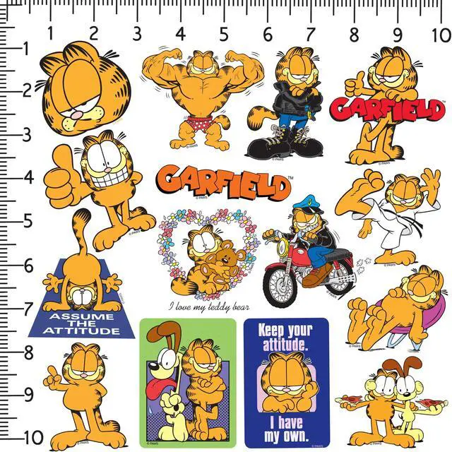 Alt view image 2 of 6 - Garfield 150 Vinyl Stickers Waterproof Die-Cut Decals Laptop Water Bottle