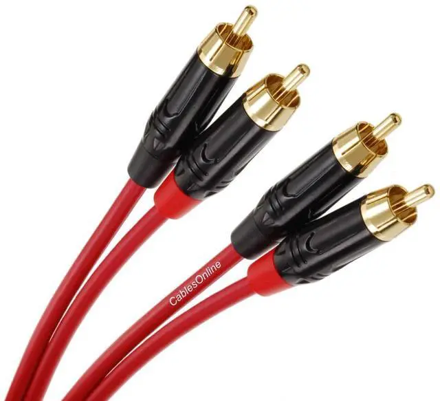Alt view image 3 of 3 - CablesOnline, 3ft. Two-RCA Male to Two-RCA Male Gold-Plated Ultra-Flexible Red Premium Audio Cable, AV-403QR