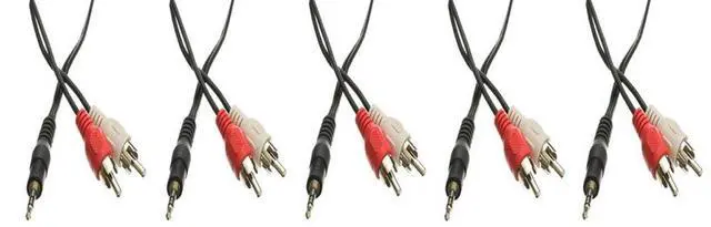 Main image of 3.5mm Stereo Male to Dual RCA Male (Right and Left) RCA Audio Cable, 25 Foot - 5-Pack