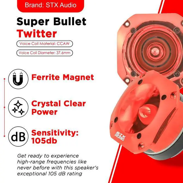 Alt view image 3 of 6 - STXAudio STX-700TW 4.03-Inch Super Tweeter Speaker, 4 Ohm, 1500W Max Power, 105dB Sensitivity, Titanium Diaphragm, CCAW Voice Coil for Pro Car Audio
