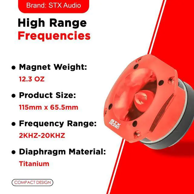 Alt view image 4 of 6 - STXAudio STX-700TW 4.03-Inch Super Tweeter Speaker, 4 Ohm, 1500W Max Power, 105dB Sensitivity, Titanium Diaphragm, CCAW Voice Coil for Pro Car Audio