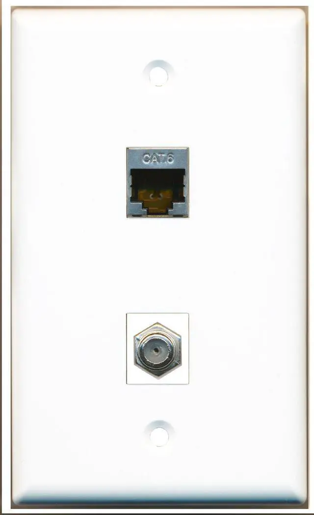 Main image of 1 Gang Wall Plate (White) 2 Port - Cat6 (Shielded) Coax (White)