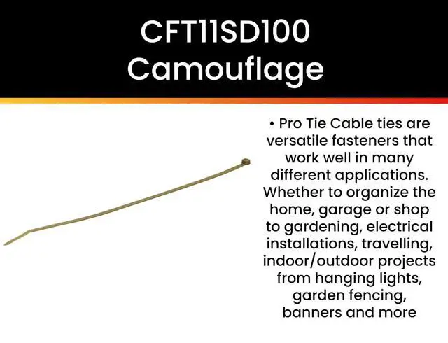Alt view image 6 of 6 - Pro Tie Standard Duty, Self-Locking Nylon Cable Wire Ties for Indoor and Outdoor Use | 11.8-Inch, 50 lbs. Tensile Strength, Tan Nylon, 100-Pack (PN: CFT11SD100)
