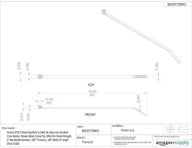 Alt view image 5 of 5 - BT1.5M-M Cable Tie, Metal Barb, Miniature, 6.3" Length, Natural (1,000-Pack)