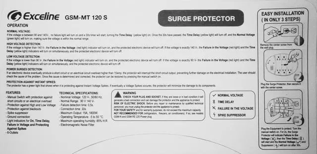 Alt view image 3 of 4 - 6-Outlet Electronic Surge Protector with Coaxial Protection for Tv's, Audio Equipment, Cable, Video Games, Computers, Printers