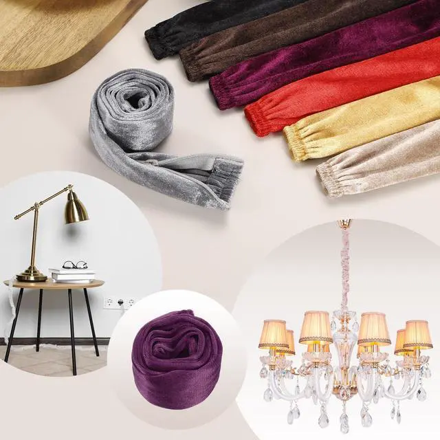 Alt view image 5 of 7 - 5.9ft Chandelier Chain Cord Cover, Velvet Cloth Fabric Chain Sleeve Decorative Cord Covers for Chandelier Wires Swing Cable, Zipper Style, Purple