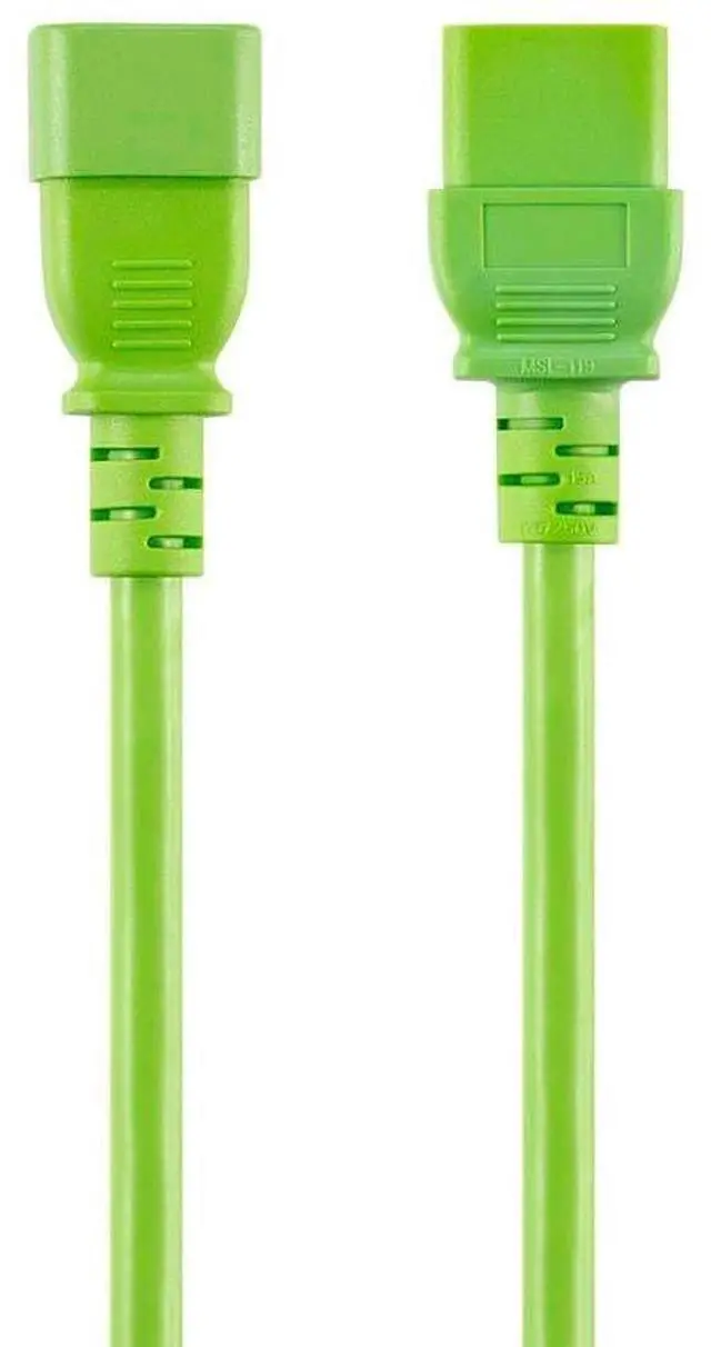 Main image of Power Cord - 3 Feet - Green | IEC 60320 C14 to IEC 60320 C19, 14AWG, 15A, SJT, 100-250V, for Powering Computers, Monitors