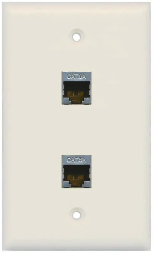 Main image of CAT 6A Shielded 2 Port Wall Plate Single Gang - Light Almond