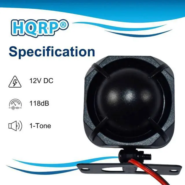 Alt view image 2 of 7 - Electronic Alarm Siren 20W DC12V Universal Replacement Security Alarm Siren for Home Security Alarm System, Any 12 Volts System, 1-Tone, Loud 118dB, Black Wired Siren with Bracket