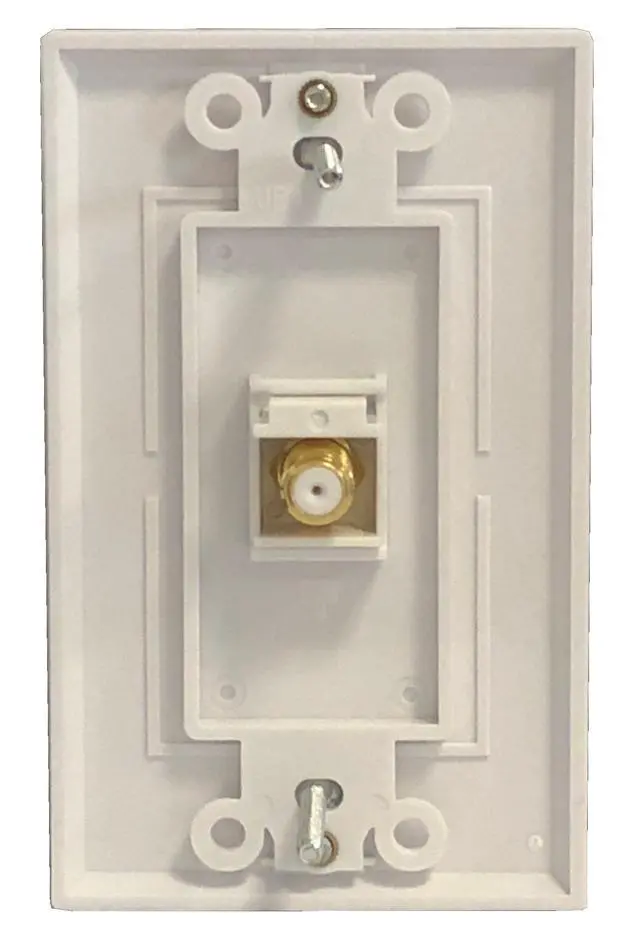 Alt view image 2 of 2 - 1 RCA Red to F-Type Coax Subwoofer Wall Plate Decorative White