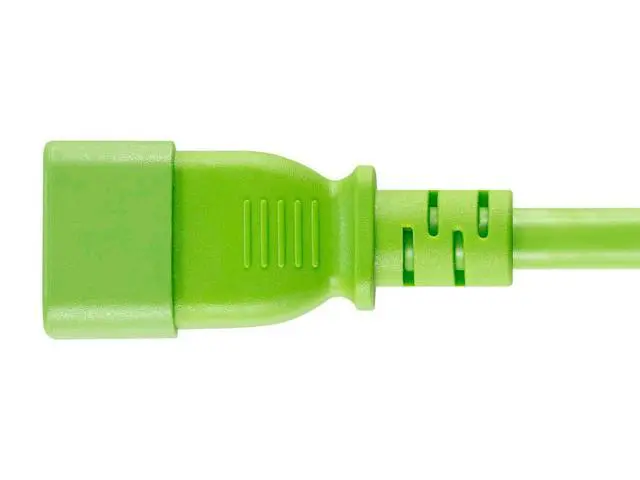 Alt view image 3 of 6 - Power Cord - 3 Feet - Green | IEC 60320 C14 to IEC 60320 C19, 14AWG, 15A, SJT, 100-250V, for Powering Computers, Monitors