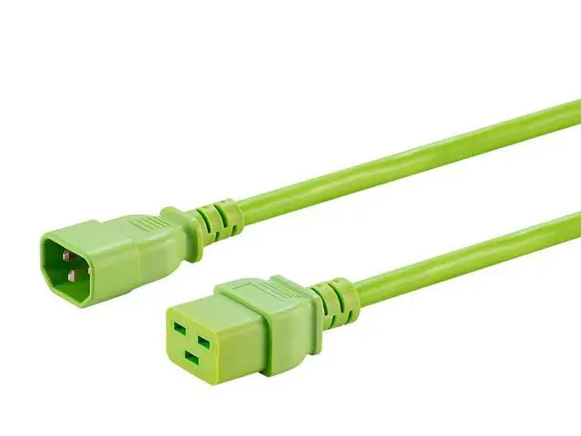 Alt view image 2 of 6 - Power Cord - 3 Feet - Green | IEC 60320 C14 to IEC 60320 C19, 14AWG, 15A, SJT, 100-250V, for Powering Computers, Monitors