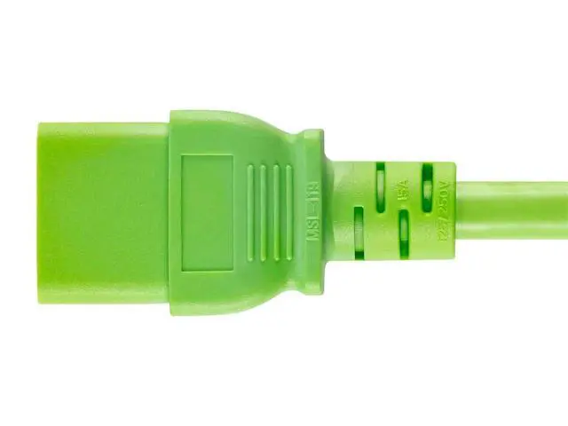 Alt view image 4 of 6 - Power Cord - 3 Feet - Green | IEC 60320 C14 to IEC 60320 C19, 14AWG, 15A, SJT, 100-250V, for Powering Computers, Monitors