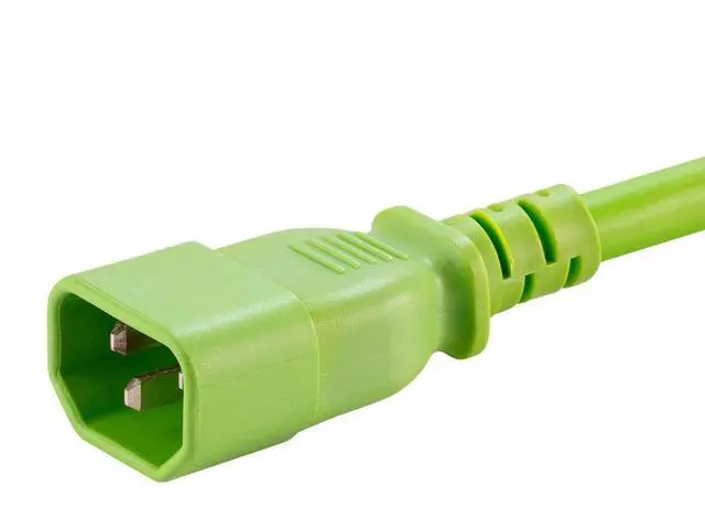 Alt view image 5 of 6 - Power Cord - 3 Feet - Green | IEC 60320 C14 to IEC 60320 C19, 14AWG, 15A, SJT, 100-250V, for Powering Computers, Monitors