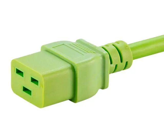 Alt view image 6 of 6 - Power Cord - 3 Feet - Green | IEC 60320 C14 to IEC 60320 C19, 14AWG, 15A, SJT, 100-250V, for Powering Computers, Monitors