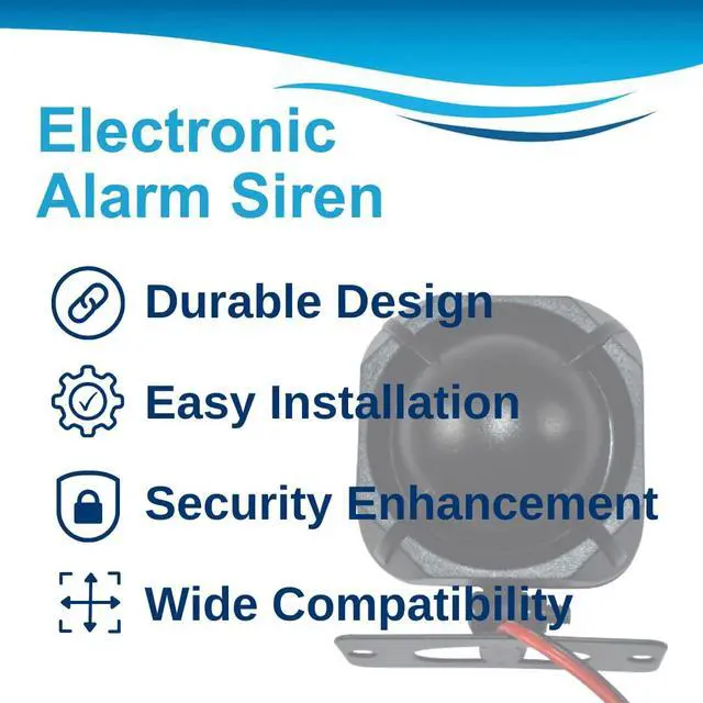 Alt view image 4 of 7 - Electronic Alarm Siren 20W DC12V Universal Replacement Security Alarm Siren for Home Security Alarm System, Any 12 Volts System, 1-Tone, Loud 118dB, Black Wired Siren with Bracket