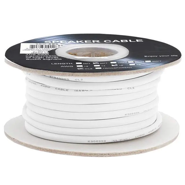Alt view image 3 of 6 - 50FT 16AWG Speaker Wire Cable with 2 Conductor Speaker Cable (CCA) Copper Clad Aluminum CL2 Rated In-Wall Speaker Wire for Home Theater & Car Audio - 50 Feet, White