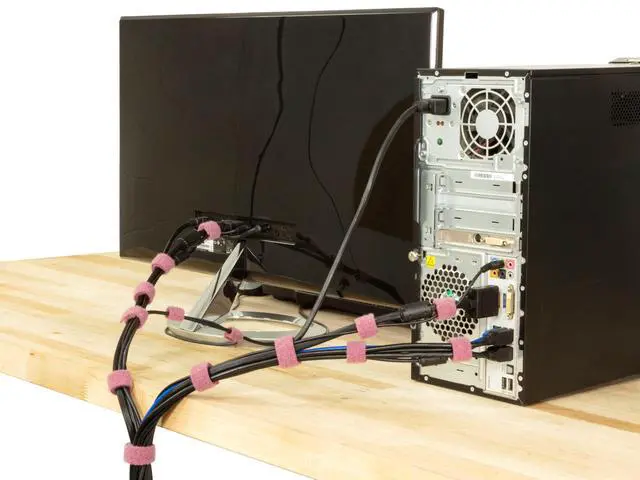 Alt view image 2 of 2 - Secure 1/2 Inch Continuous Maroon Fire-Rated Hook and Loop Wrap for Cable Management and Organization in Home or Office - 25 Yards