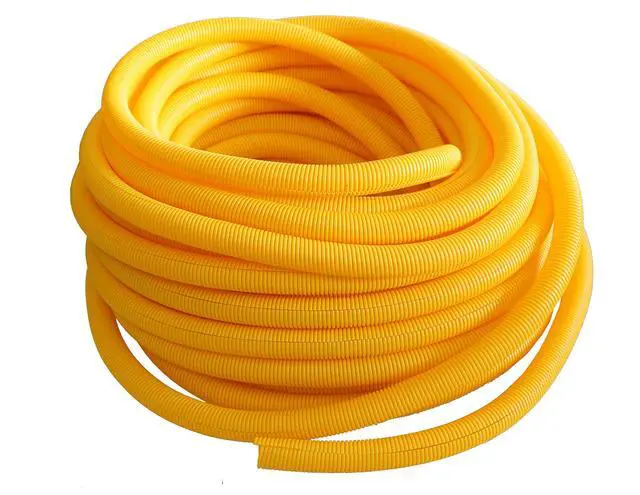 Alt view image 2 of 2 - SLT14YL 1/4" x 100' Yellow Split Loom Split Wire Loom Polyethylene Conduit Corrugated Plastic Tubing Sleeve for Various Automotive, Home, Marine, Industrial Wiring Applications, Etc