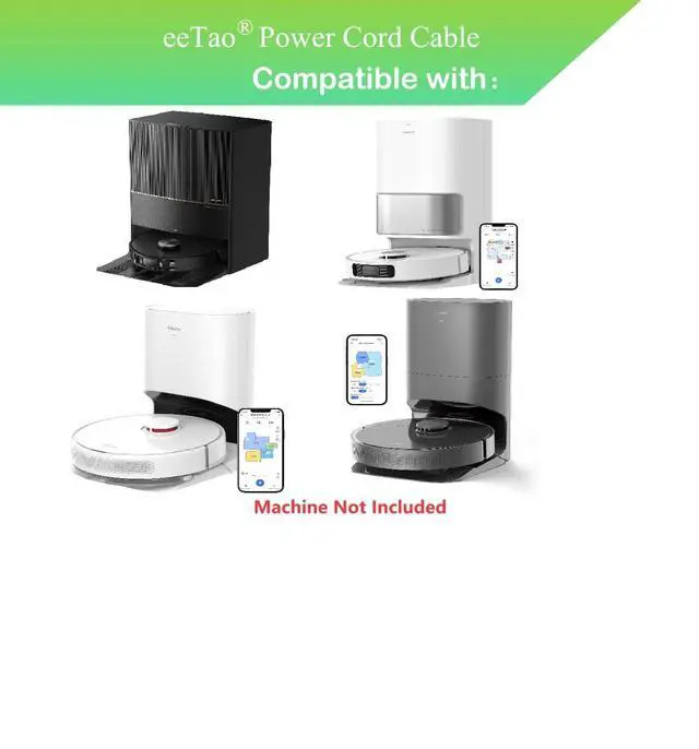 Alt view image 2 of 6 - 3-Prong AC Power Cord Charging Cable Compatible with dreame L10S Ultra L20 Ultra D10s Plus RLX41CE RLS6LADC RLS6AD Robot Vacuum and Mop with Mop-Extend Power Supply Charger