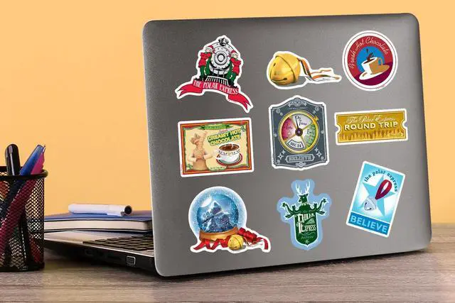 Alt view image 5 of 6 - The Polar Express Classic Holiday 50 Vinyl Stickers Waterproof Die-Cut Car